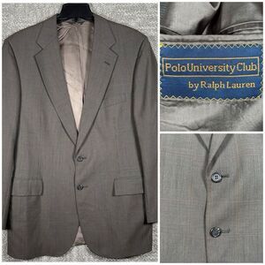 Polo University Club Polo Ralph Lauren Blazer 41R Beige Glen Check 2 Button Wool